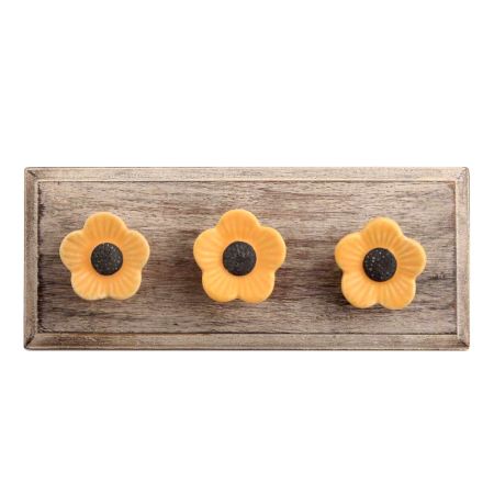 Mustard Daffodils Ceramic Wooden Hook